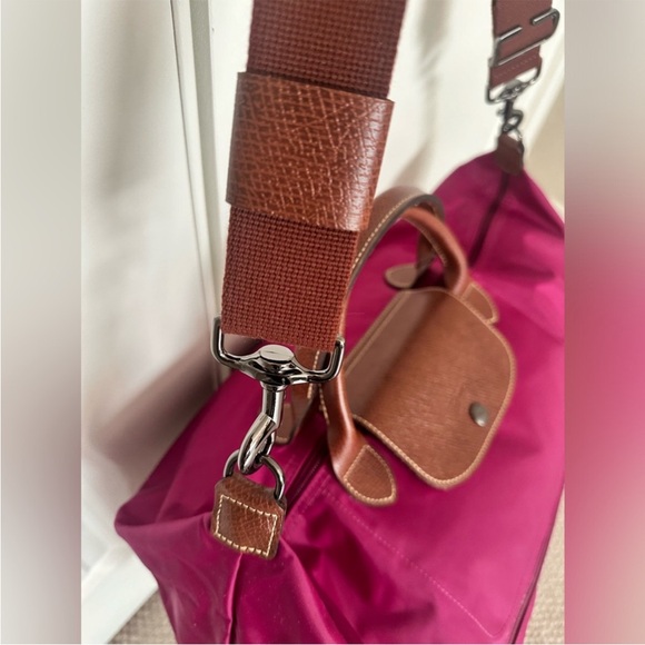 NWT Le Pilage extensible modele depose dahlia raspberry purple pink travel tote - Picture 4 of 15